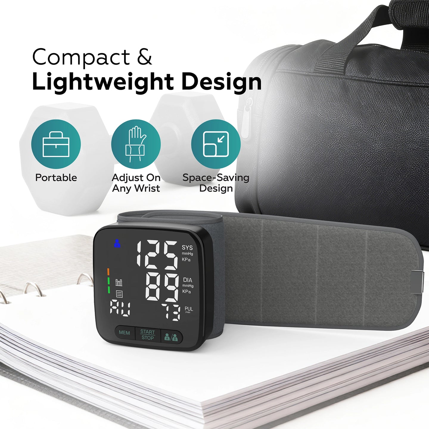Monitor your blood pressure easily with this automatic wrist blood pressure monitor featuring LED display, pulse detection, dual-user memory, and accurate oscillometric measurement. 