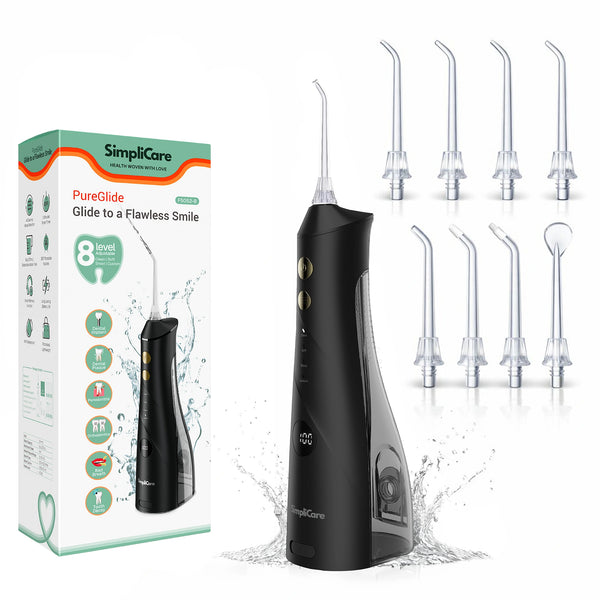 Dental Water Flosser for Teeth – Rechargeable Oral Irrigator with 4 Pressure Modes, 270ml Tank, 8 Tips, IPX7 Waterproof