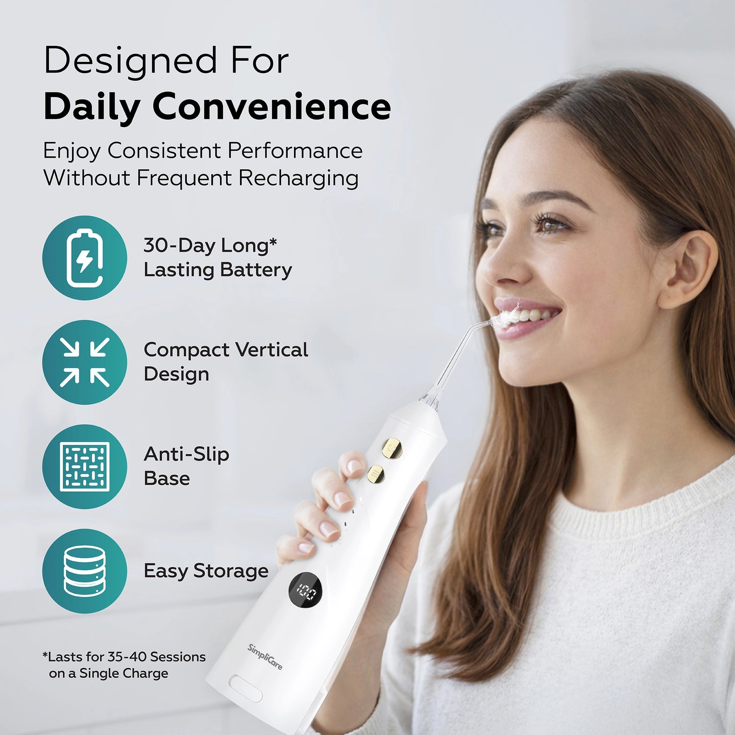 Portable Water Flosser for Teeth – USB Rechargeable & Waterproof – SimpliCare